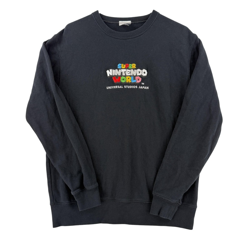 Super Nintendo World Universal Studios Japan Sweatshirt Mens Large Black Fleece
